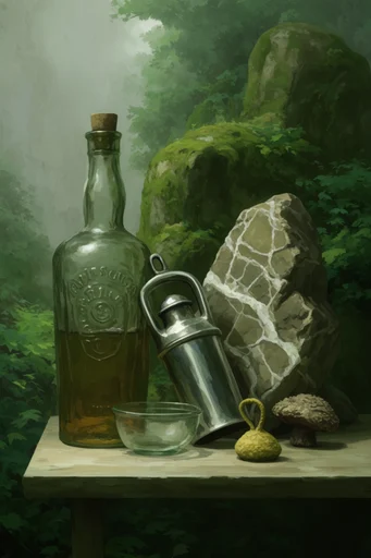 Verdant Relic Odyssey style reference image — lush moss-covered textures