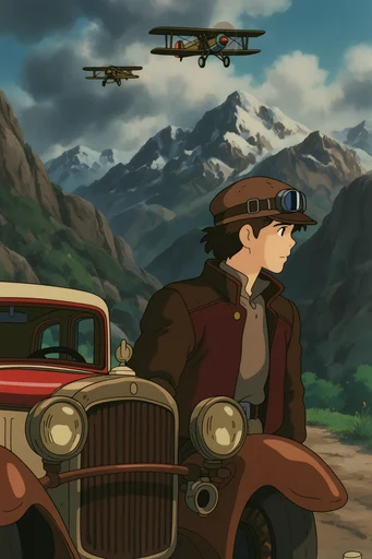 Nostalgic Retro Cinematic Illustration style reference image — hand-drawn cel animation
