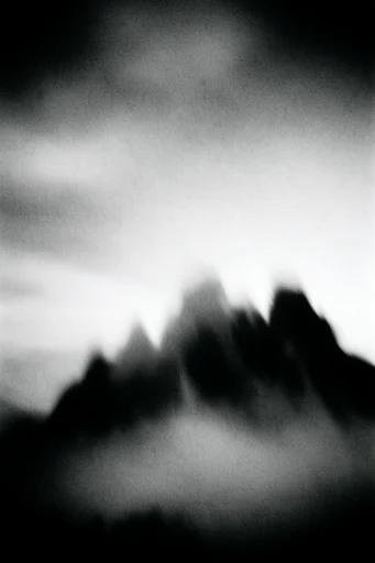 Obscured Monochrome Noir style reference image — heavy film grain