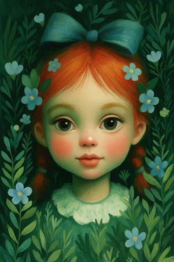 Luminous Folk Storybook style reference image — nocturnal forest