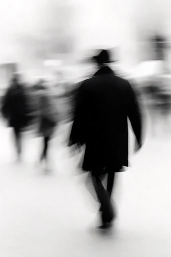 Kinetic Monochrome Silhouette style reference image — high contrast black and white