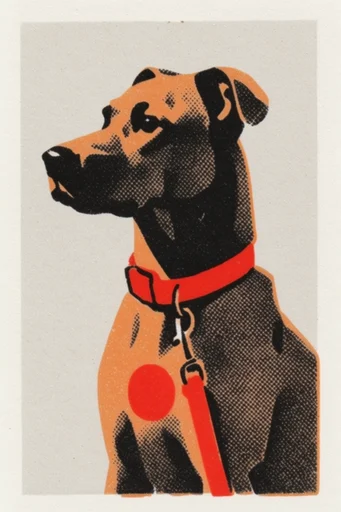 Textured Minimalist Printmaking style reference image — retro screenprint style