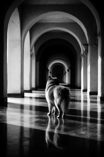 Monochrome Architectural Noir style reference image — minimalist structural depth