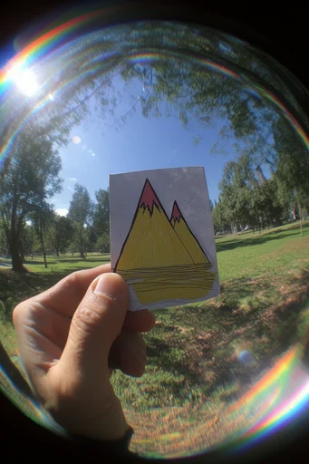 Distorted Chromatic Dreamscape style reference image — extreme fisheye lens