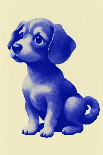 Stippled Risograph Surrealism style reference image — high-contrast graphic design