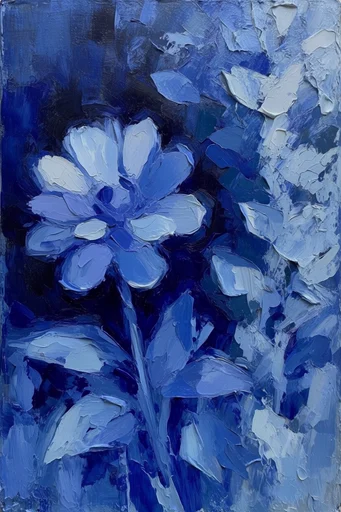 Nocturnal Impasto Melancholy style reference image — deep teal and indigo