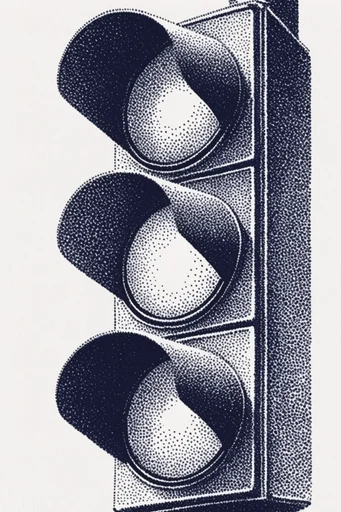 Monochrome Stipple Noir style reference image — halftone dotwork