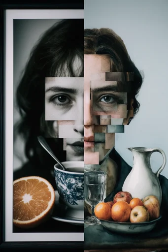 Fragmented Digital Cubism style reference image — digital glitch art