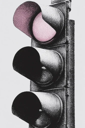 Gritty Noir Risograph style reference image — stipple texture