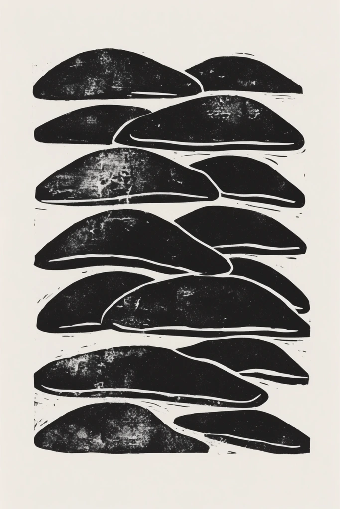 Gritty Minimalist Printmaking style AI image example 2