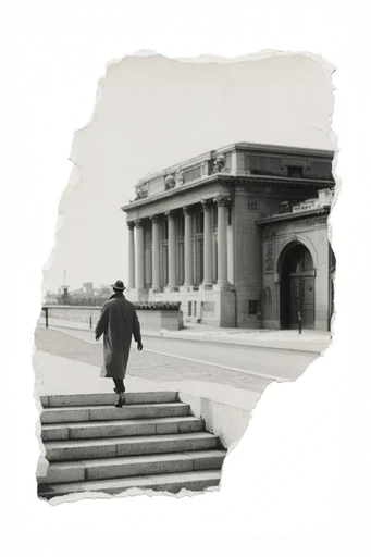 Minimalist Surreal Noir Collage style reference image — high-contrast monochrome
