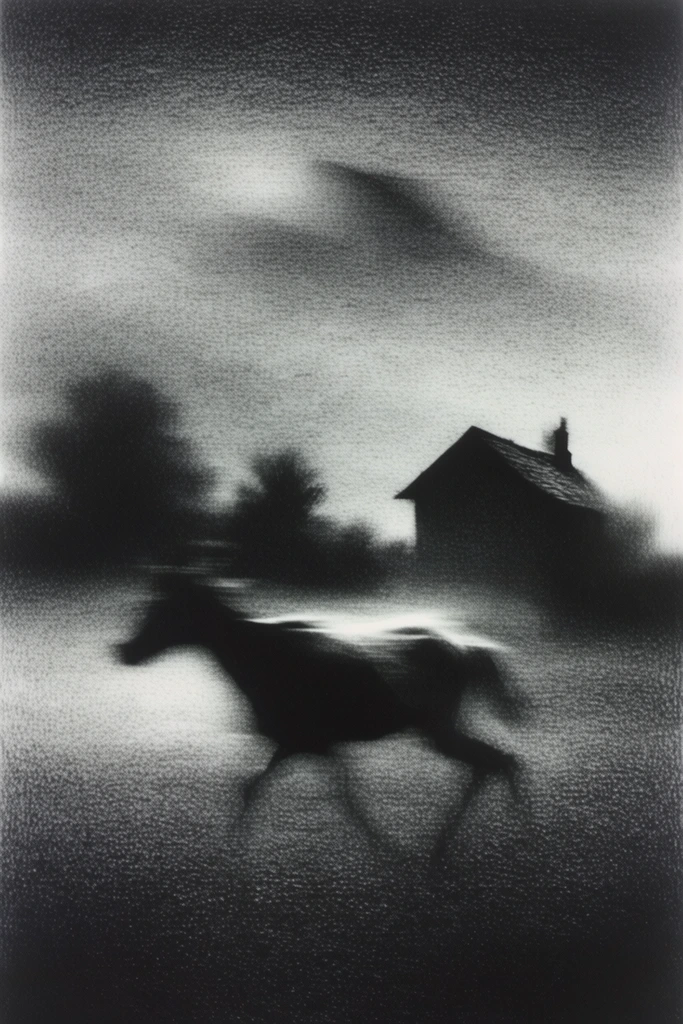 Nocturnal Monochrome Noir style AI image example 3