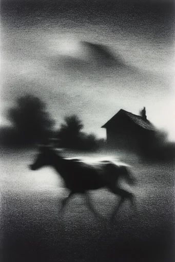 Nocturnal Monochrome Noir style AI image example 3