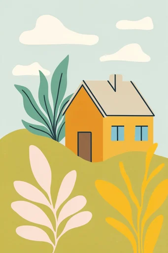 Retro Folk Risograph style reference image — warm earthy color palette