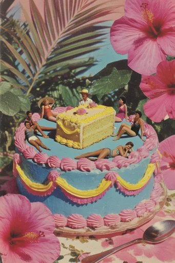 Surreal Retro Collage style reference image — whimsical juxtaposition
