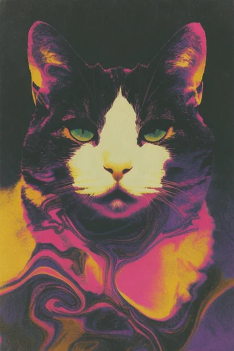 Psychedelic Thermal Grain style reference image — duotone screenprint aesthetic