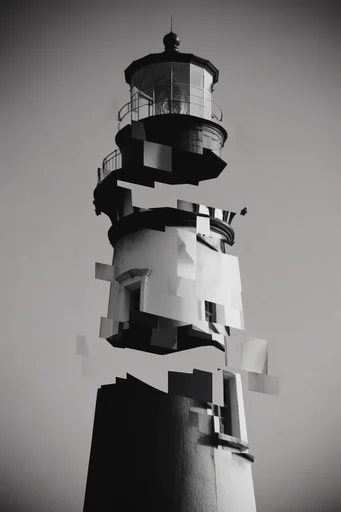 Fragmented Monochromatic Surrealism style reference image — high-contrast chiaroscuro