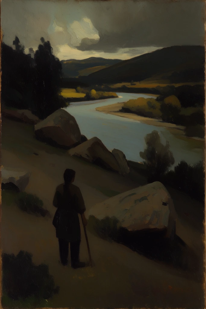 Moody Tonalist Romanticism style AI image example 1