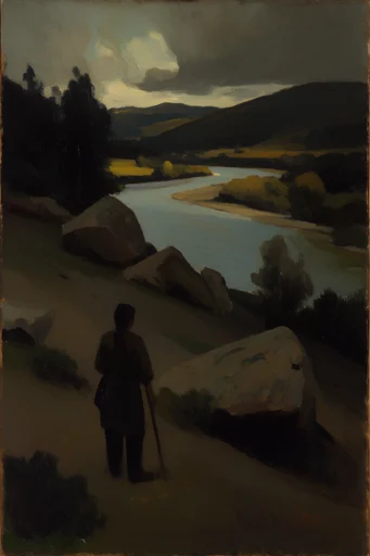 Moody Tonalist Romanticism moodboard — generate AI images in this style