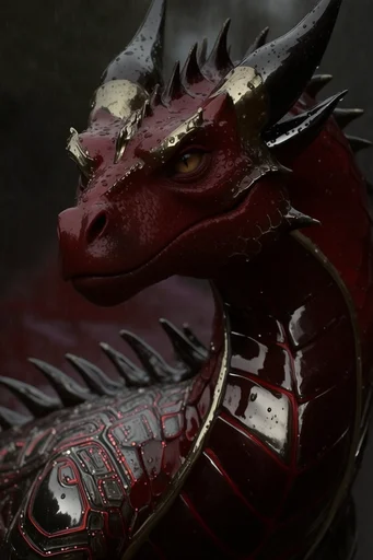 Cinematic Crimson Noir style reference image — reflective metallic textures