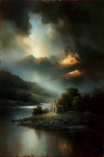 Atmospheric Nocturnal Romanticism style reference image — impasto oil painting