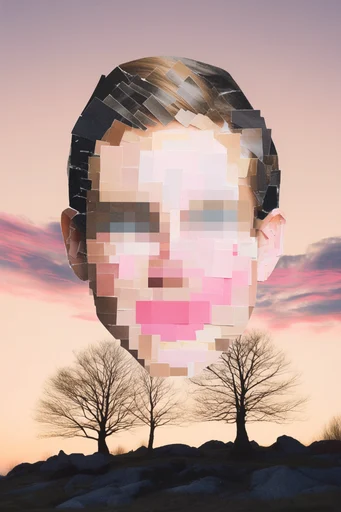 Surrealist Pastel Glitch style reference image — minimalist pastel aesthetic