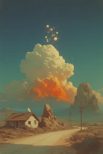 Vintage Cosmic Surrealism style AI image example 4