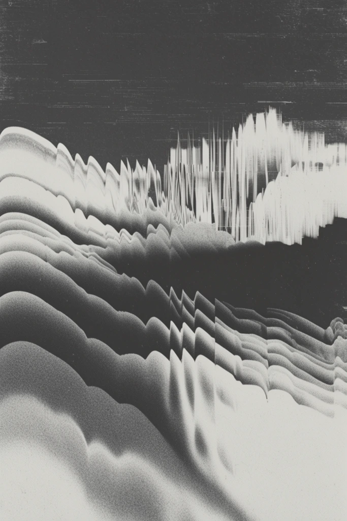 Nocturnal Topographic Glitch style AI image example 2