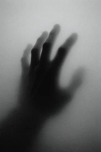 Ethereal Monochrome Noir style reference image — heavy film grain
