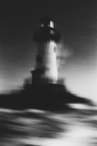 Monochrome Analog Decay style reference image — pixel displacement