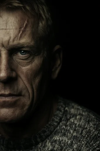 Visceral Chiaroscuro Realism style reference image — weathered skin