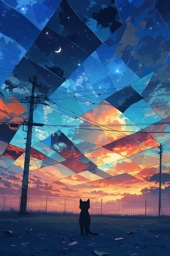 Prismatic Anime Apocalypse style reference image — painterly dramatic clouds