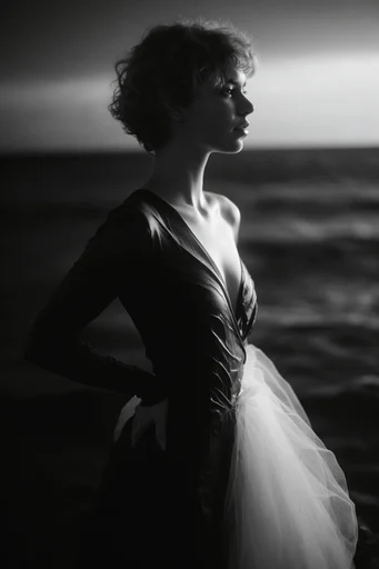 Cinematic Chiaroscuro Noir style reference image — rim-lit silhouette