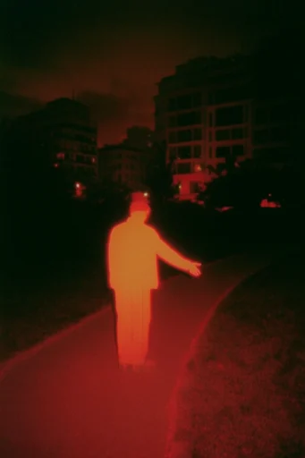 Crimson Noir Nocturne style reference image — analog film grain