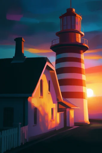 Geometric Sunset Noir style reference image — clean brushstrokes