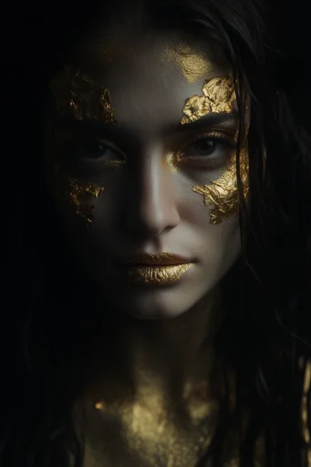 Gilded Chiaroscuro Impasto style reference image — dramatic high-contrast portrait