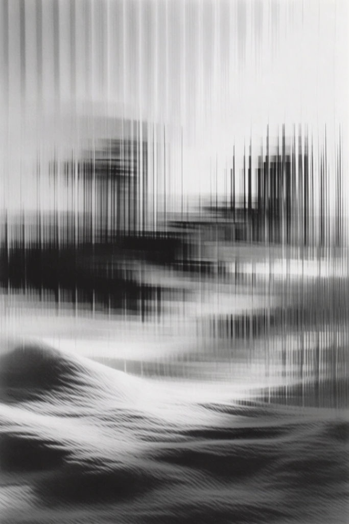 Monochromatic Digital Disintegration style AI image example 2