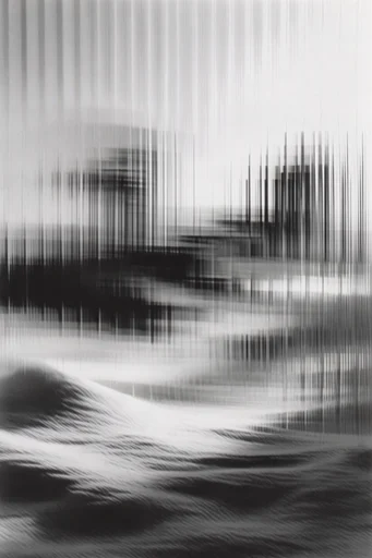 Monochromatic Digital Disintegration style AI image example 2