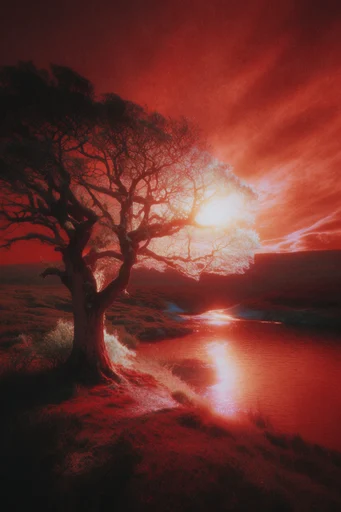 Crimson Astral Surrealism style reference image — bioluminescent glow