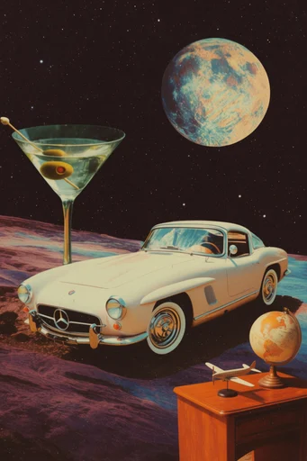 Retro Cosmic Surrealism style reference image — retro-futurism