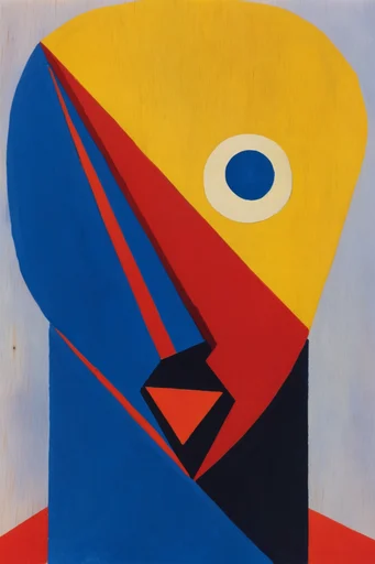 Constructivist Folk Modernism style reference image — gouache hand-painted texture