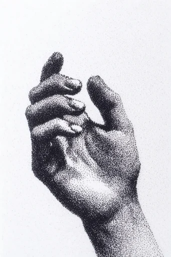 Textured Monochrome Surrealism style reference image — ink bleed on fibrous paper