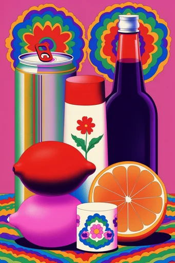 Neon Psychedelic Pop style reference image — bold black outlines