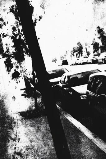 Gritty Noir Photocollage style reference image — high-contrast black and white