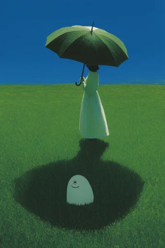 Surreal Liminal Pastoralism style reference image — retro 3D rendering