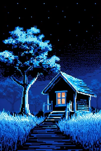 Nostalgic Cosmic Pixelism style AI image example 4