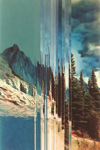 Fragmented Temporal Surrealism style reference image — vertical slit-scan distortion