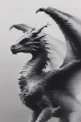 Monochrome Analog Glitch style reference image — pixel sorting