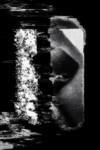 Monochrome Glitch Decay style AI image example 2