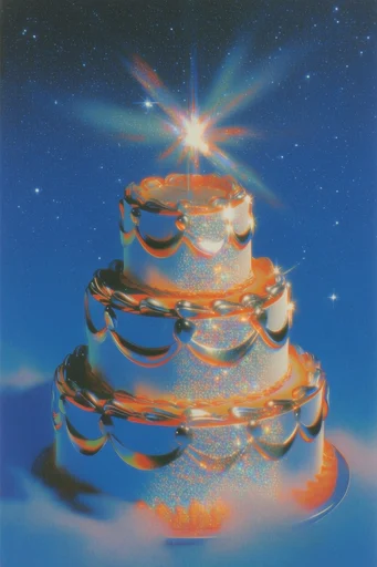 Prismatic Chrome Retro-Futurism style reference image — specular metallic highlights
